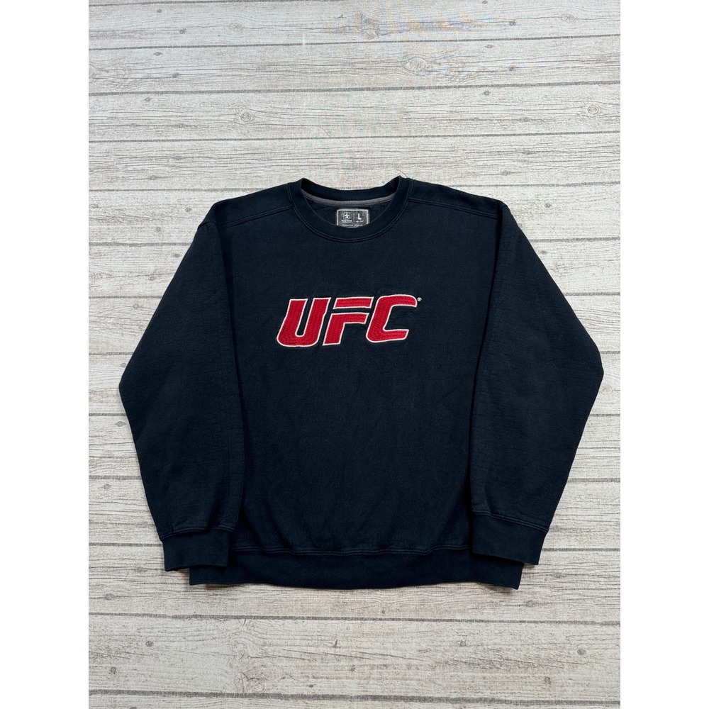 UFC Sweatshirt Men's Large Black Mustang Performance Crewneck MMA Wrestling Gym